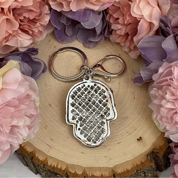 Multicolored Crystal & Silver Skull Keychain Charm - Picture 12 of 14